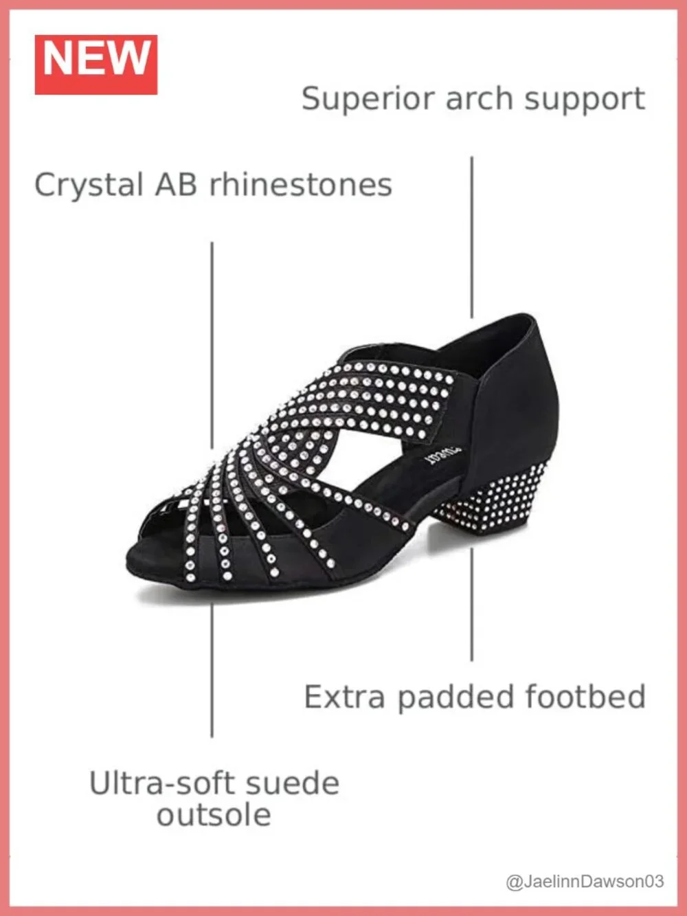 Women's Rhinestone Ballroom Latin Dance Shoes Soft Satin Low Chunky Heel